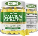 Pastilhas de citrato de cálcio 1200mg com vitamina D3 K2, suplementos de cálcio mastigáveis para mulheres e homens, suporte de alta potência B0ne, Te*th, Força & Saúde Imune, Mango sabor, Não-GMO, Açúcar livre, 120 Cts