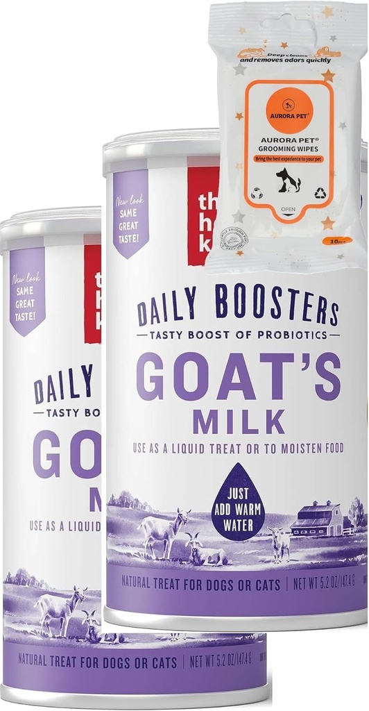 Aurora Pet Bundle Pack (2) Human Grade Instant Goat's Milk with Probiotics Plus AuroraPet Wipes