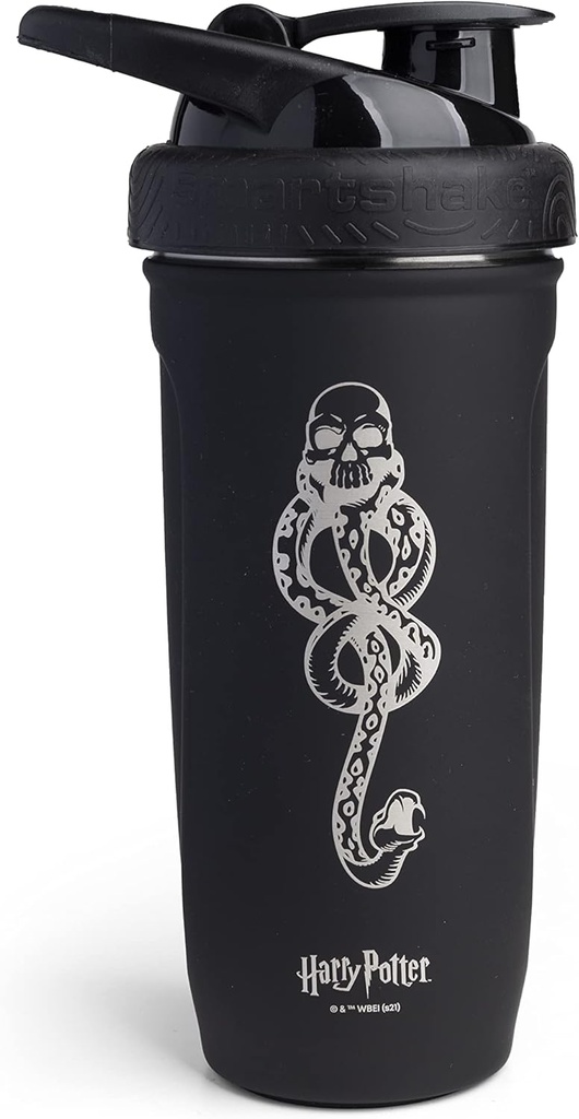 Smartshake rinforza l'acciaio inossidabile Harry Potter Dark Mark Logo Shaker Bottiglia (900 ml/30 oz) | Light Weight Resistance Sports Shaker Bottiglia con un morbido coperchio | Leakproof, BPA Free & DEHP Free