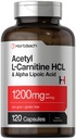 Horbäach Acetyl L Carnitine HCL & Alpha Lipoic Acid 1200mg | 120 Capsules | ALC ALA Complex | Non-GMO & Gluten Free Supplement