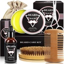 Regalos de medicamentos para homes, Kit Beard, Kit Grooming Beard Balm Beard Brush Beard Comb Beard Scissors, Agasallos para o Pai Bo amigo