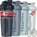 VELOMIX -4 PACK 28 Oz Protein Shaker Bottle for Protein Mixes - 4x Wire Whisk ) Leak Proof Shaker Cups for Protein Shakes ) Protein Shaker Boack ) Protein Shake Cup (Aqua Depths)