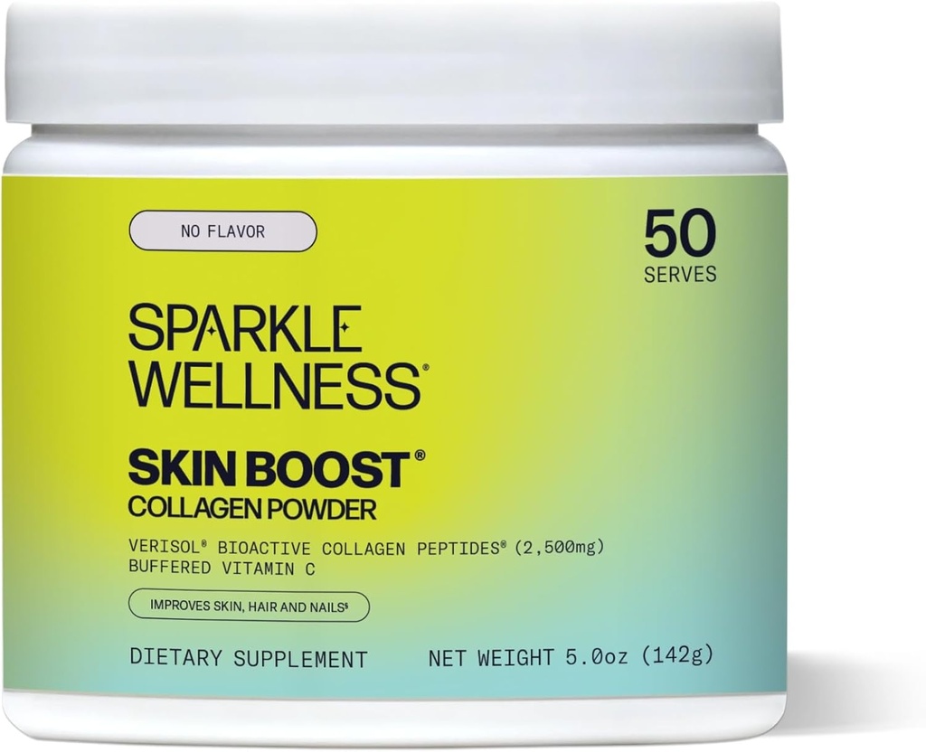 Sparkle Wellness VERISOL Bioactive Hydrolyzed Kolagen Peptidy 124; Kolagen prášek dodatek s vitamínem C pro kůži, vlasy a nehty zdraví 124; Kožní boost (č. Flavor) [50- Slouží]