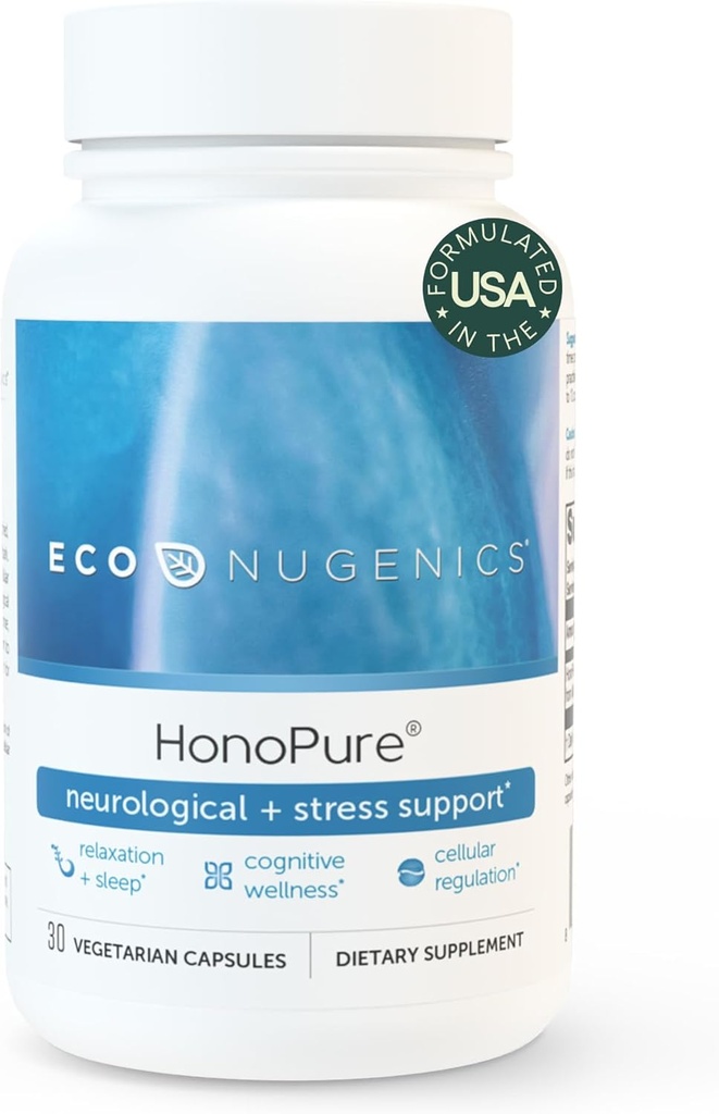 חברת EcoNugenics HonoPure Magnolia Bark Extract - 98% תוסף Honokiol טהור עוזר עם תפקוד המוח, Sleep Aid, Stress Relief & Total Mood - Nootropic with GABA & Antioxidant Support - 30 קפסולות