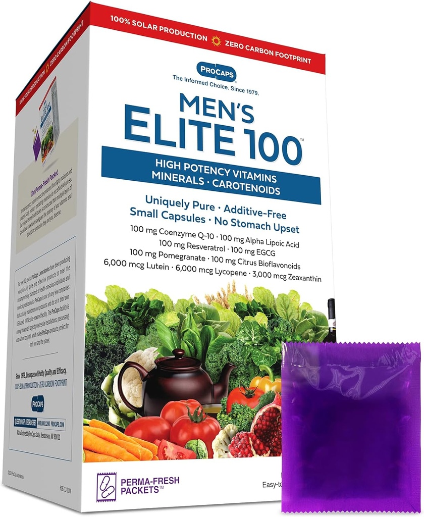 ANDREW LESSMAN Multivitamin-Men's Elite-100 30 Packets - Potent Nutrients Plus 100mg Each of Coenzyme Q10, Alpha Lipoic Acid, Resveratrol, EGCG, Pomegranate, Citrus Bioflavonoids. No Additives