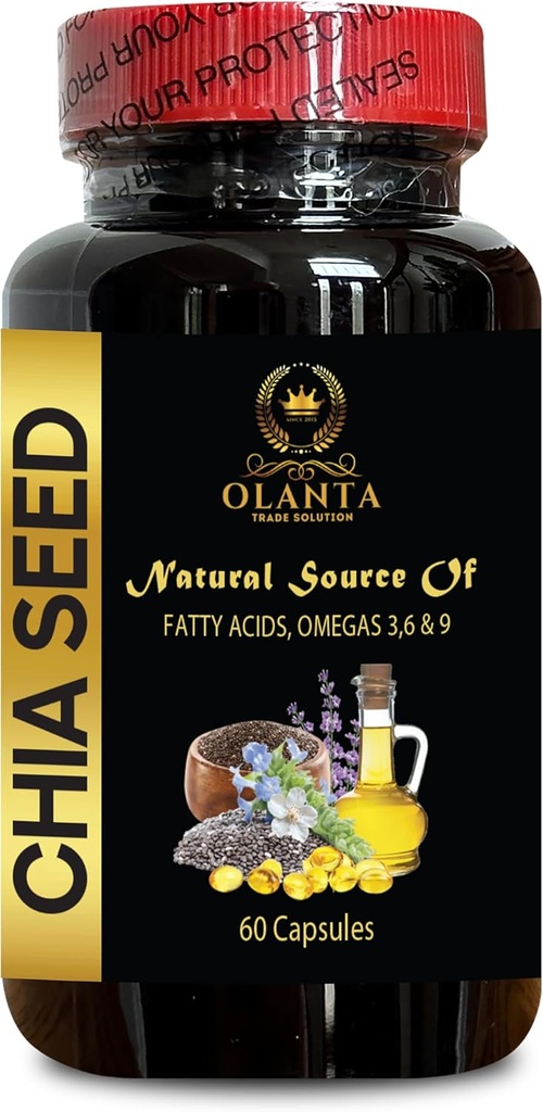 CHIA Seed תוסף - סיבים גבוהים וחלבון עם תוסף אומגה 3, Chia Seed ויטמין, Chia Seed שמן, Chia Seed שמן רכות - 1 בקבוק