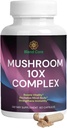 Грибний 10X Комплекс - Леви Mane, Reishi, Cordyceps - добавка для природної енергії та стресу Relief - Immune Boost - Focus & Пам'яті - Natural & Non-GMO
