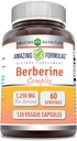 Amazing Formulas Berberine with Bitter Melon &amp; Banaba Extract Complex TEN 1250 Mg per Serving TEN120 Veggie Capsules ← Non-GMO TEN Gluten-Free TEN Made in USA
