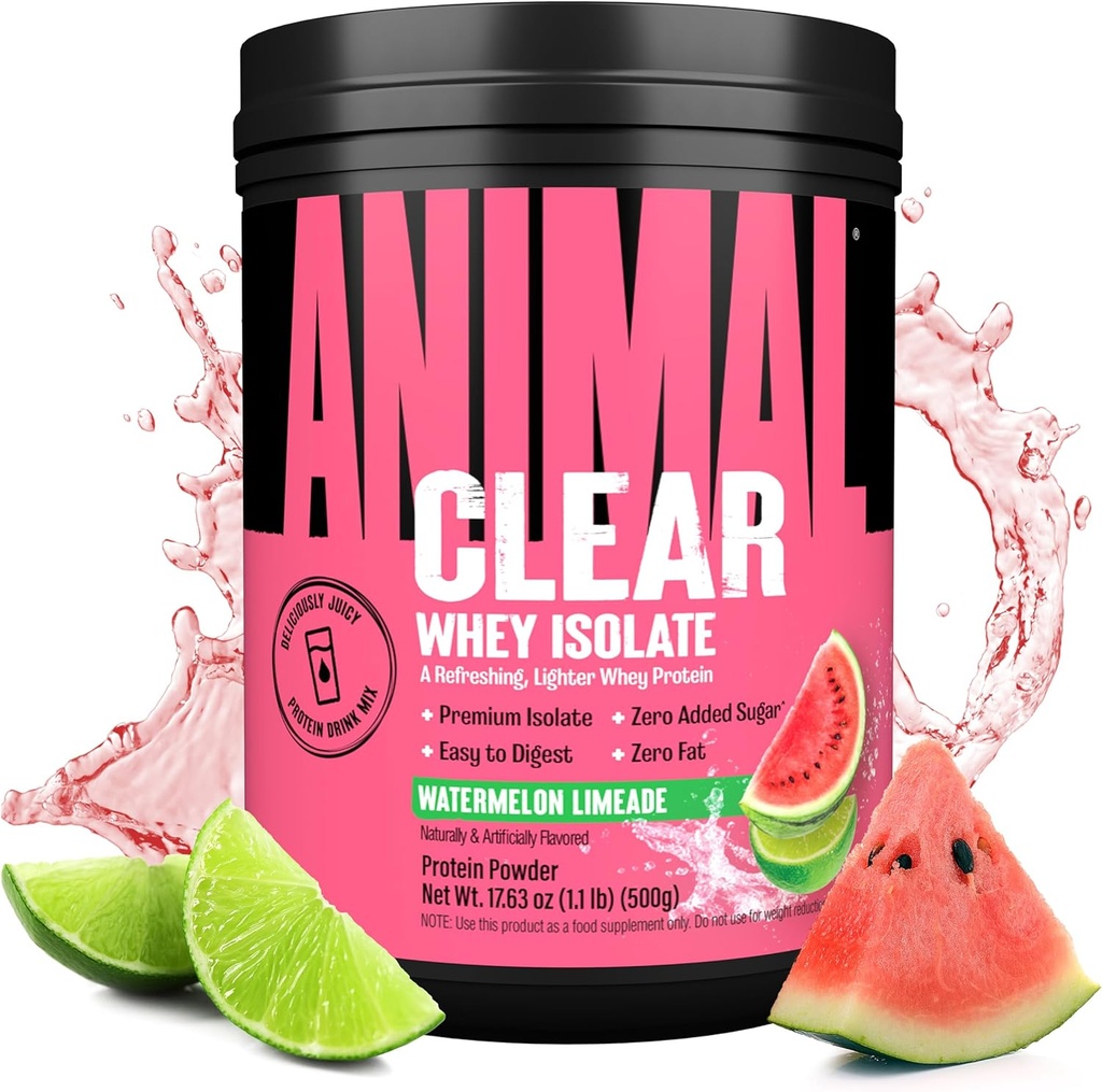 Clear Whey Isolate Protein Powder - Lätt att Digest och Mix, 5g BCAA, Deliciously Juicy, Uppfriskande Anytime Drink för män och kvinnor, Watermelon Limeade 500g (20 portioner)