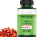 Nova Lucia Organic Flaksfrø Oljekapsler 1000 mg – Omega 3 6 9 Softgels for hår, hud og negler – Ikke-GMO, Glutenfri, Hexanfri, lett å svelge – 100 flytende Softgels