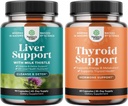 Bundle of Liver Cleanse Detox &apos; Repair - Silymarin Milk Thistle Dandelion Root, Beetroot &quot; Artichoke Extract &quot; Thyroid Support - L Tyrosine, Bladderwrack, Selenium &quot; Ashwagandha for Hormone Balance