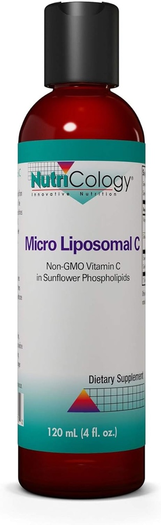 Nutricology Micro Liposomal C 1000mg Supplement - Flydende C-vitamin, Solsikke Phospholipider, Natrium Ascorbat, Organic, Bioavailable - 4 Fl Oz