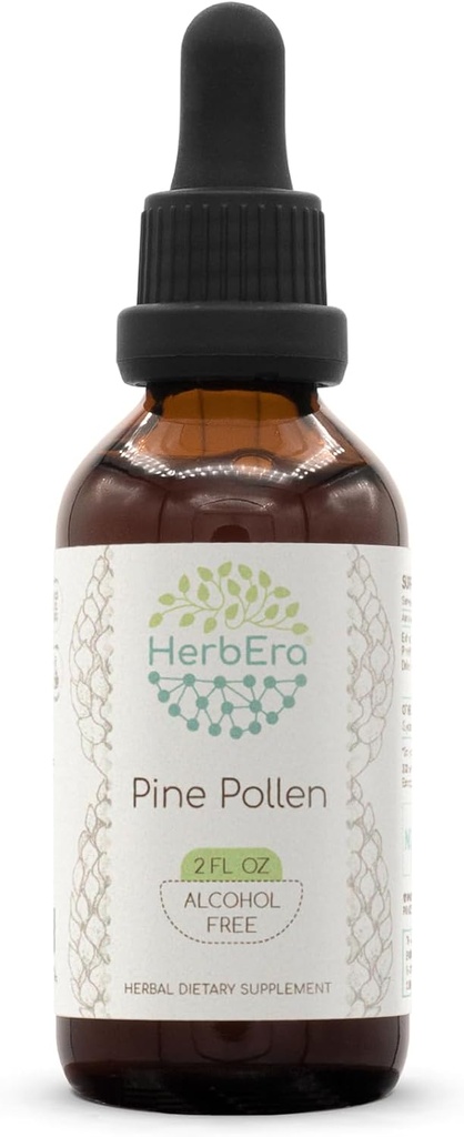 HerbEra Pine Pollen B60 Alcohol Free Herbal Extract Tincture, Concentrado Liquid Drops Natural (Song Hua Fen, Scots Pine, Pinus Sylvestris) 2 fl oz