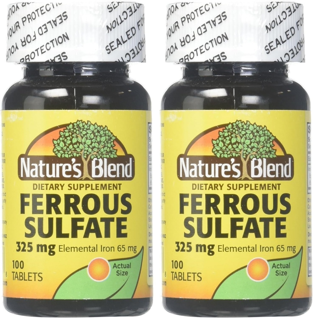 自然界的Blend Iron Ferrous Sulfate 325mg BPK, 分类,平板电脑, 100 Counter, Pack of 2
