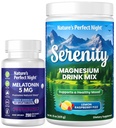 Nature's Perfect Night Melatonin 5mg Quick Dissolve Mixed Berry 200 Count with Serenity Magnesium Powder 15 oz Lemon Raspberry