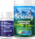 Nature's Perfect Night Melatonin 5mg rapid Dizolva mixt Berry 200 Conte cu Serenity Magneziu pulbere 15 oz Lemon Raspberry