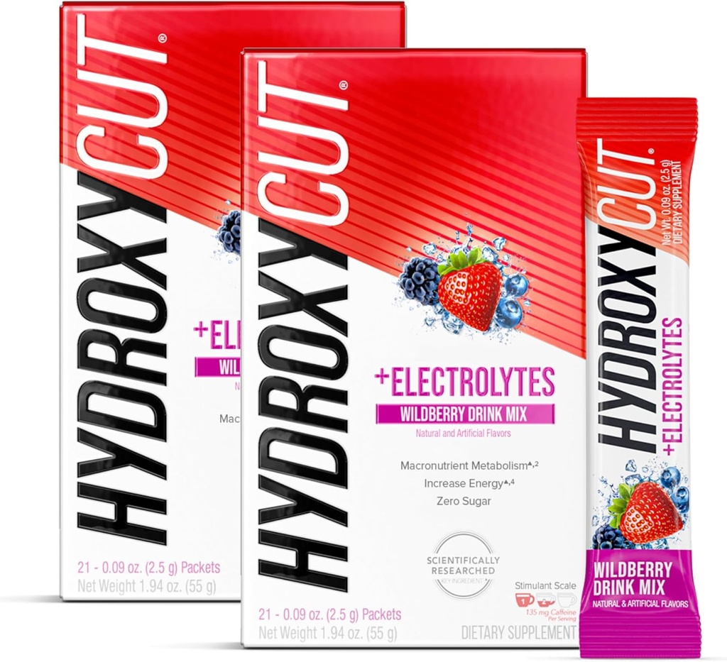 hydrogycut ผสมเครื่องดื่ม Wildberry Ballball - 21 September-size Packets, แพ็คของ 2 - Zero Calories, Zero Suary - Boost Metabolis, Burn Callories, เพิ่มพลังงาน - สําหรับผู้หญิงและผู้ชาย