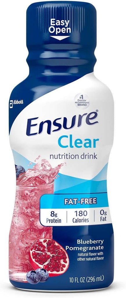 Ensure Clear Blueberry Pomegranate Nutrition Drink, Fat Free, 4 Pack