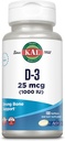 KAL Vitamine D3 1000 UI Softgels (25 mcg), Forme active de vitamine D, Absorption de calcium, Santé des os, Supplément de soutien immunitaire, ActivGel liquide rempli, Fabriqué sans soja, 100 portions, 100 Softgels