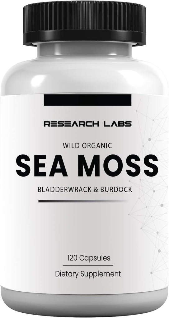 Lab Penelitian 1 Fer 1 Ad Organic Sea Moss Capsules, Raw Wildmade Seamoss Enhanced w / Bladderwrack & Burdock Root 120 Total Pil Antioksidant Powerhouse. Dukungan Tiroid.