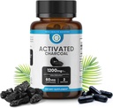 Aculd Charcoal Capsules 1200 MG, 60 Veg Caps, 30Day Premium Detox i Suport Digal, gas i llet de coco Organic Charcoal, Gut Salut, EUA Made.