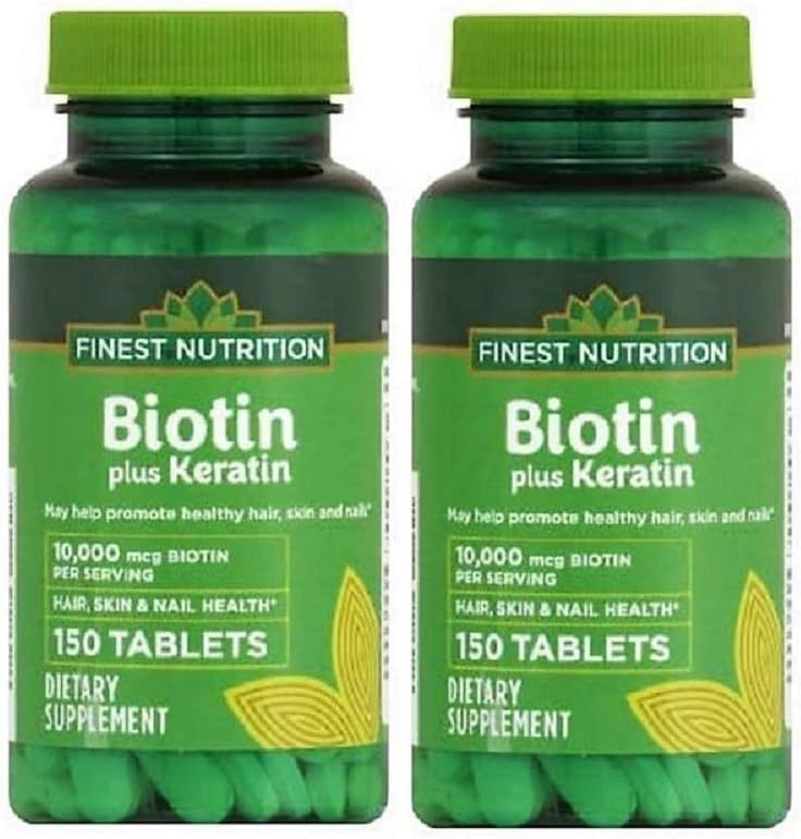 Finest Nutrition Biotin Plus Keratin - 10.000 mcg - 300 Count - 2 Pack