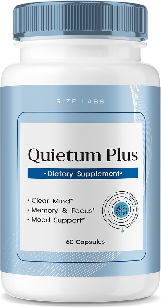 Rize labs - Quietum Plus Tinnitus Relief Capsules Suplement, Advanced Formula Reduce Ear Ringing, Pil untuk Mendukung Fungsi Pendengaran (60 Kapsul)