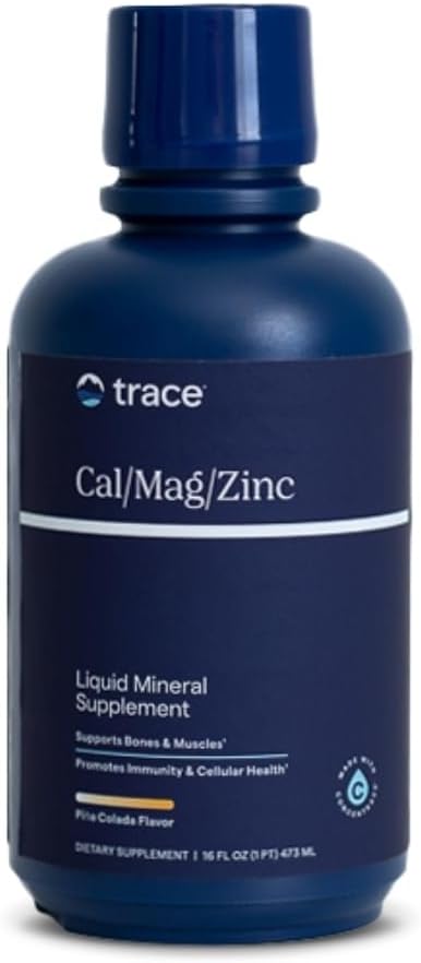 Trace Minerals □ Liquid Cal/Mag/Zinc ; Cálcio, Magnésio, Zinco, Suplemento de Vitamina D3 Suporta tecido normal, músculo e densidade óssea ; Natural Piña Colada Flavor 16 Servings, 16 fl oz.
