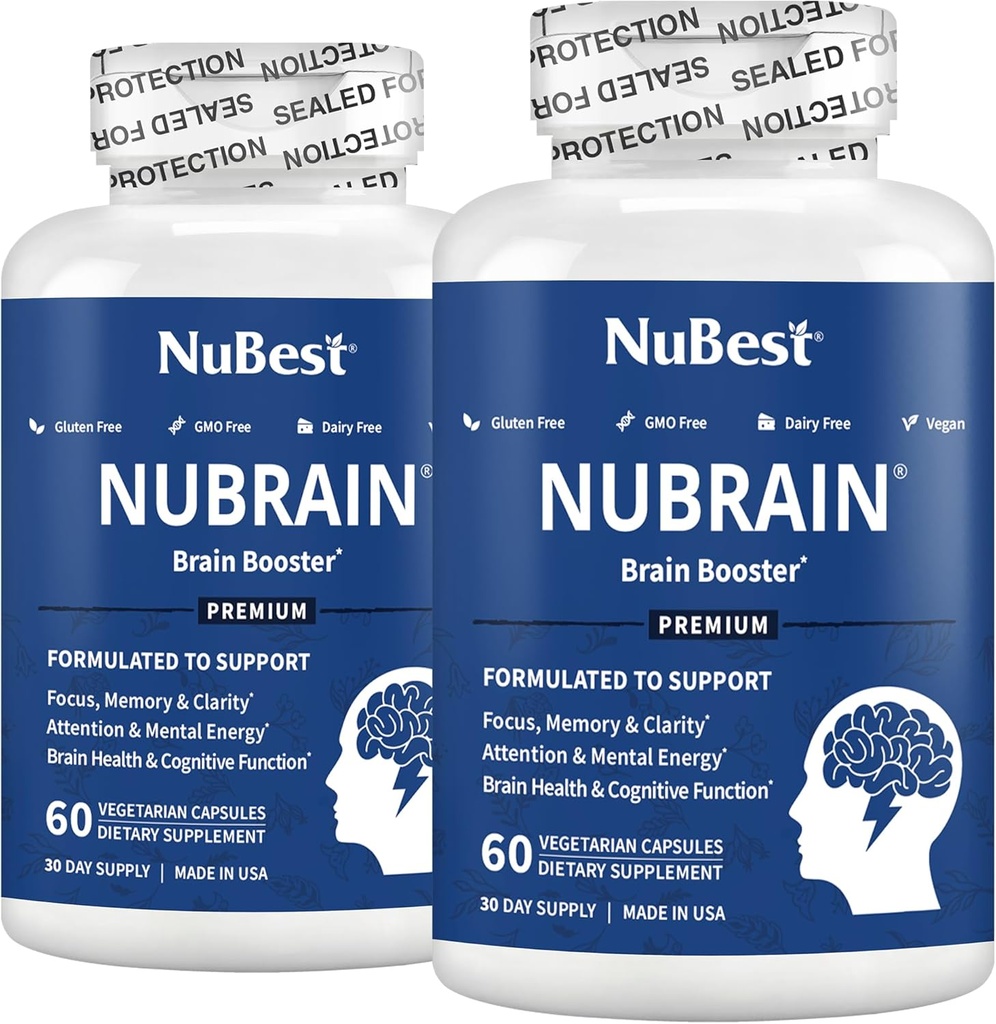 NuBrain Booster - Suplimentul creier pentru Booster creier, Memorie, Focus & Clarity Support cu St. John