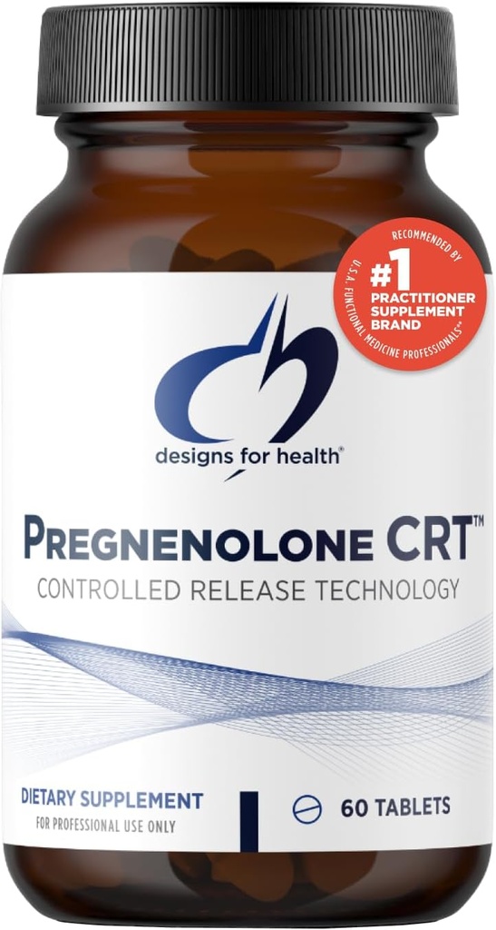 Designs for Health Pregnenolone CRT - 30mg Controlled/Time Release Pregnenolone (10-12 Hour) - Estrogen, DHEA + Testosterone Precursor for Women + Men - Vegan + Non-GMO (60 Tablets)