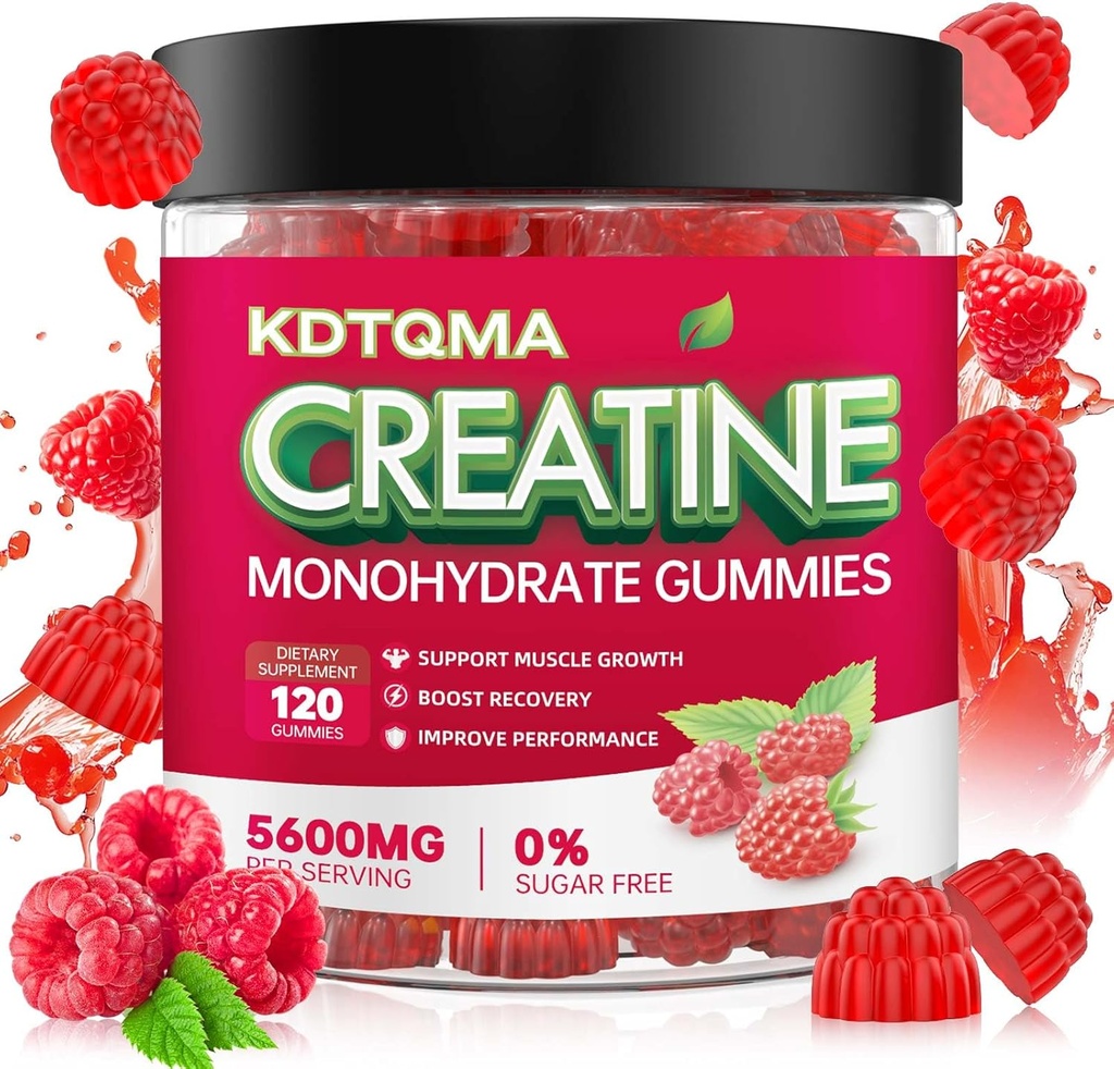 Creatine Monohydra Grumesa per a homes i dones 120 CT - 5600mmg de Mono Creatine Cydratine per Serving, Chewable Catine Monohydratine Monodrated per a la implementació de Muscles, Sugar, Vegan (Raspy Flavor)