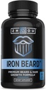 Zhou Iron Beard - Vidinga de creixement Men, Biotin Premium, Saw Palmetto & Bta Pells per a donar suport al pèl facial, Beard suplementari per a l'ós complet - 60 Vieggie Capsule
