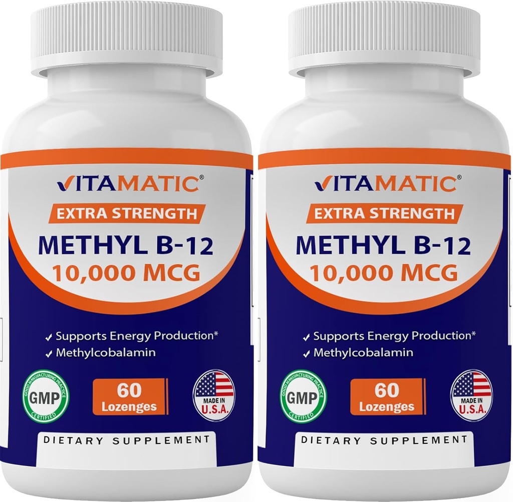 Vitamatický metyl vitamín B12 (metylkobalamín) 10 000 μg (10 mg) 60 Lozenges - Superior Zdroj vitamínu B12 (2 balenia)