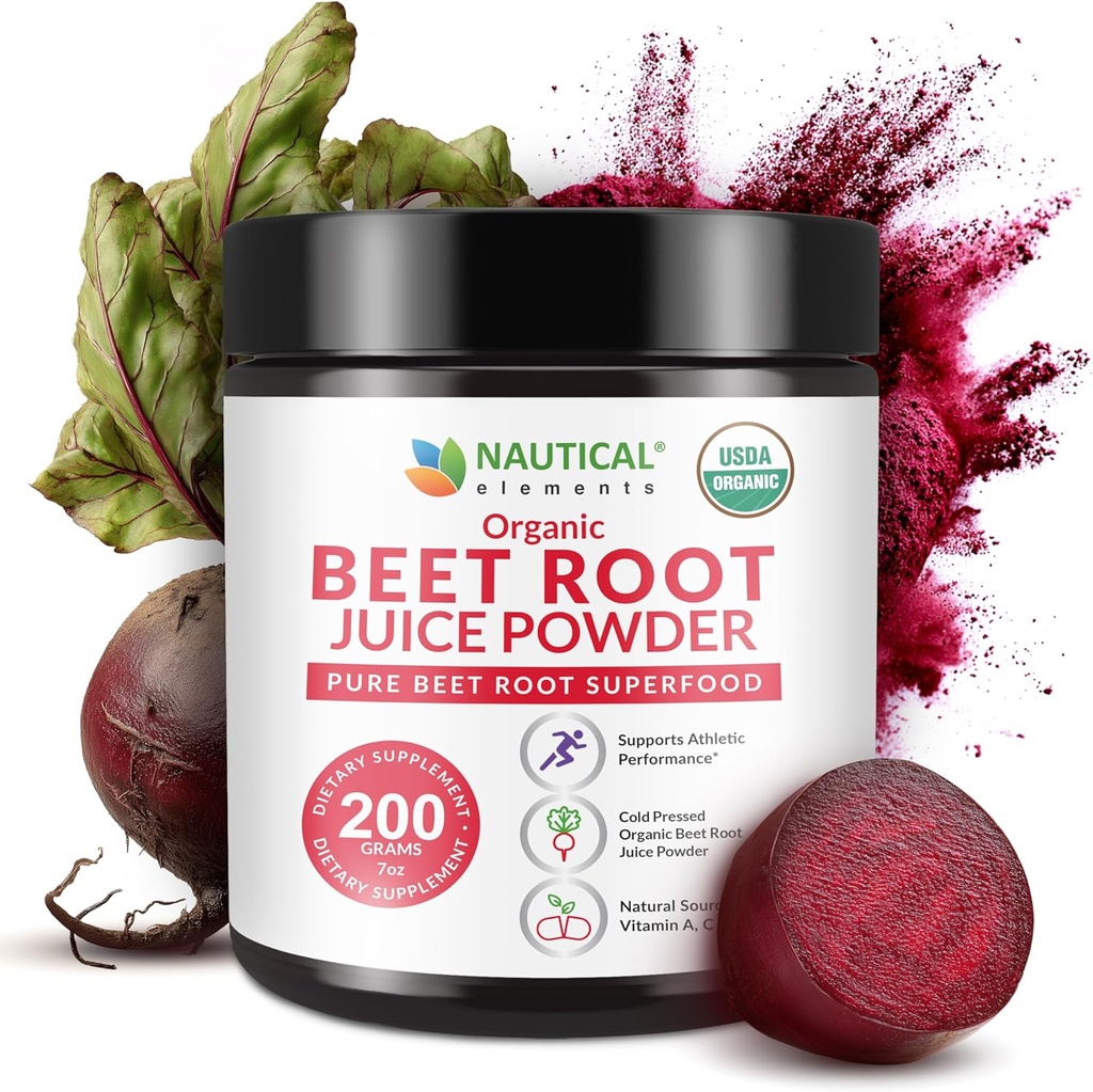 Beet Juice Powder Organic - Cold Pressed - 20:1 Concentrate - Concentrated Beet Root Powder - Nitric Oxide - Circulation Support - 57 Servings of Beet Root supplement - 7oz