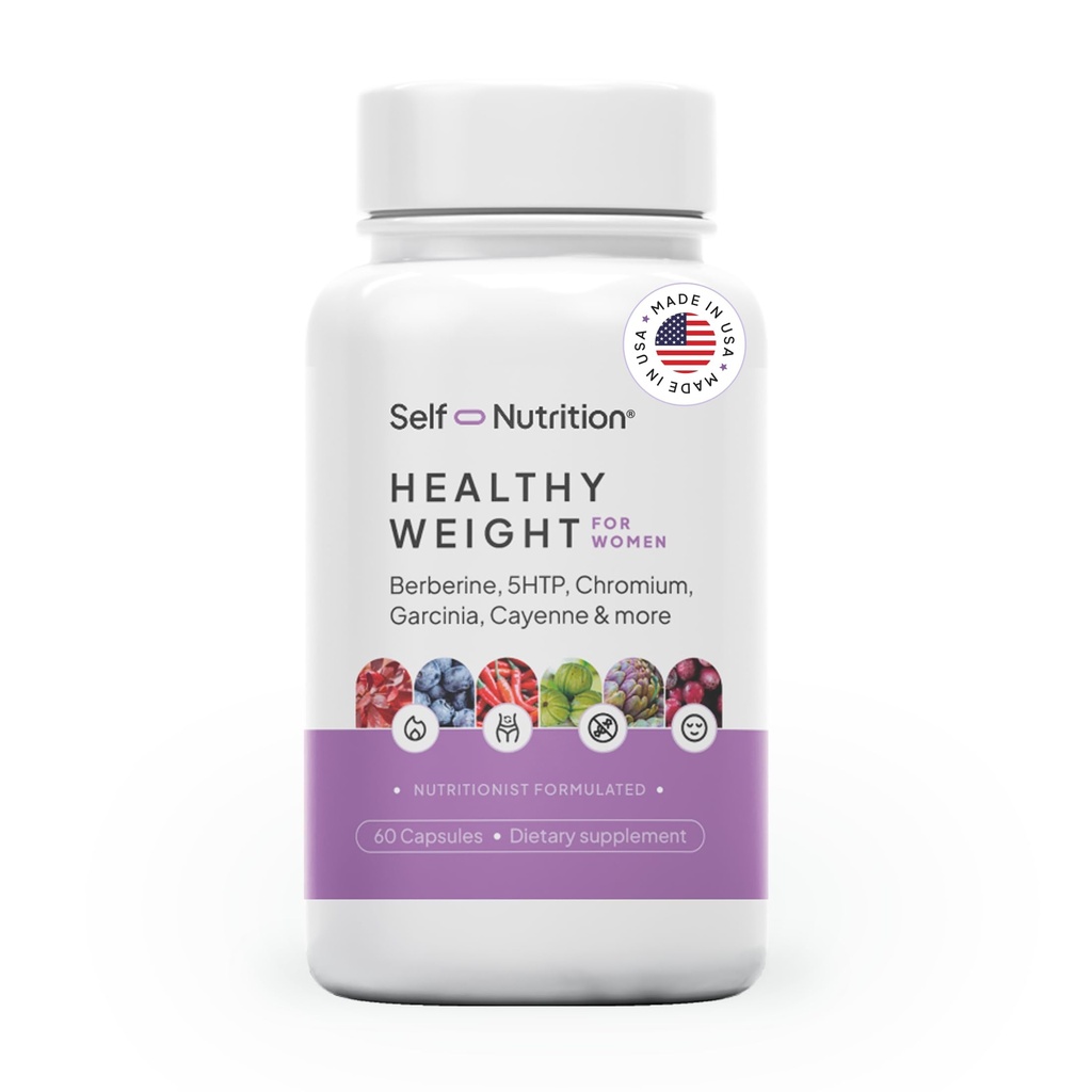 SELF NUTRITION Healthy Weight Loss Supplement for Women - Third-Party Tested - Appetite and Craving Control, Fat Burner, Weight Loss Supplement, Metabolism and Mood Booster - Made in USA, 60 Capsules