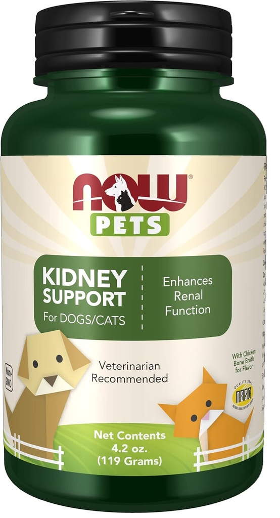 Nyní Potraviny Pet Health, Ledviny Supplement, Vyhovuje pro kočky a psy, NASC Certified, Powder, 4.2-Ounce