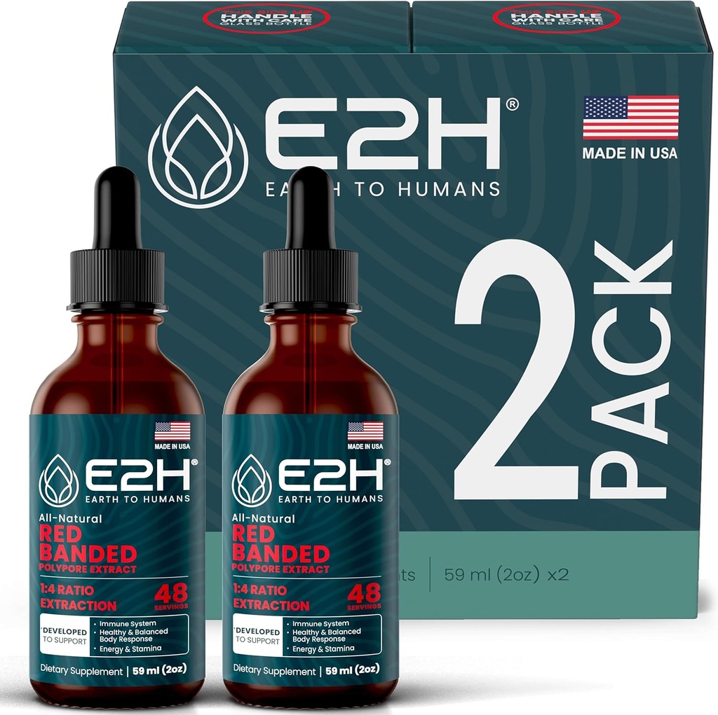 E2H Red Banded Polypore Extract - формула добавки для імунітету, дайвінг здоров'я, енергія та природна імунітет Boost (2 пляшки)