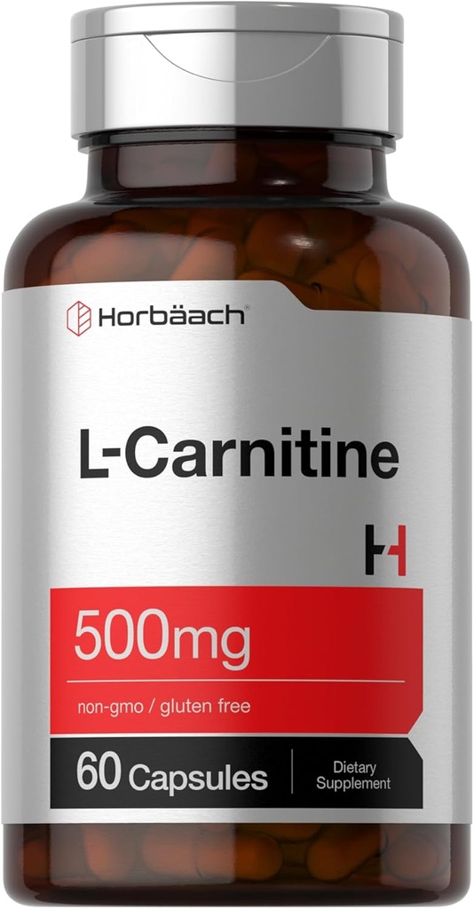 Horbäach L Carnitina Supplemento 500mg | 60 capsule | come L-Carnitina L-Tartrate | Non-GMO e Gluten Free