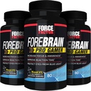 FORCE FACTOR Forebrain Pro Gamer Brain Booster, Gamer Supps to increase Focus & Awareness, Blue Light, Gaming Supplement, Nootropic, 240 капсул, 3-Pack, Black