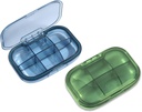 2 Pachet 6 Compartiment Organizator Pilula, Cazul Dovada Umiditatii pentru Travel, Daily Portable Medicine Container Vitamina, Pesti ulei si suplimentare de stocare (Blue & Green)