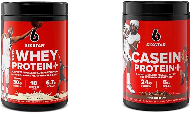 6 trận đấu giữa các vì sao 100% Whey Protein Plus kem Vanilla 1.8 lbs U.S. & Casein Protin Powder Elite Casetin Powder Powder chậm chạp- Dicler Case Protein