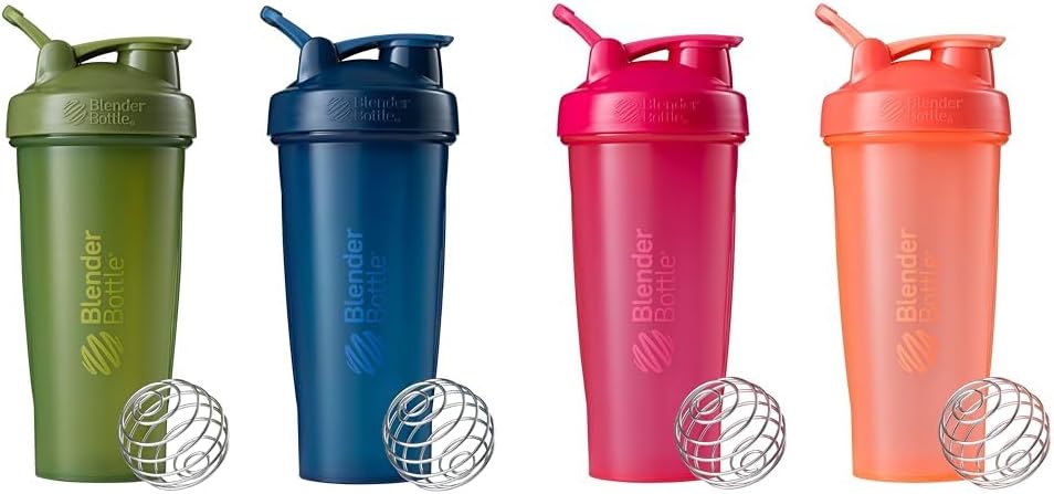 BlenderBottle 2-Pack 28-Ounce Classic Shaker pudeles olbaltumvielu sakratīt un pirms treniņa, Moss/Moss un Navy un All Pink un Coral