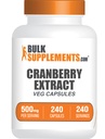 BulkSupplements.com Cranberry Extract Capsules - Cranberry Supplements for Men & Women, Herbal Supplement - Vegan & Gluten Free, 1 Capsule per Serving (500mg), 240 Count (Pack of 1)
