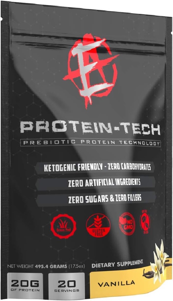Els laboratoris millorats - Protein Tech - Collage intel· ligent per a homes i dones - Keto Amidily, Fat, Fat, Dairy, Carb & Sugar Free Protein suplementari (20 Servings) (Vanilla)