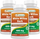 Best Naturals White Willow Bark 400 mg 180 Capsules (180 Count (Pack of 3))