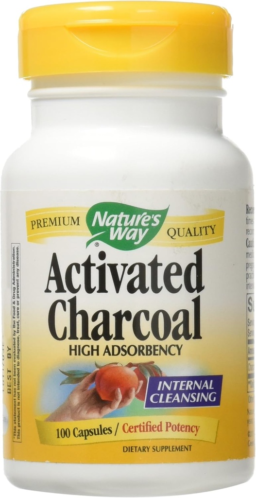 Nature 's Way Activated Charcoal; 560 mg Charcoal per service; 100 Kapsle