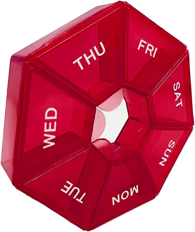 Red Daily Pill Organizer - 7 Tage, 1 Mal am Tag, Reise Pille Fall