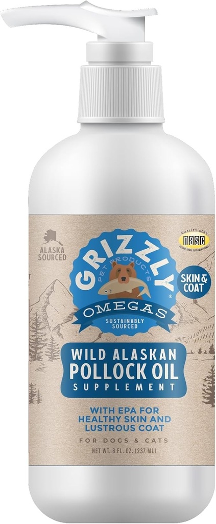 Grizzly Pet Products Pollock Oil Dog Food Supplement, 8 Ounce
