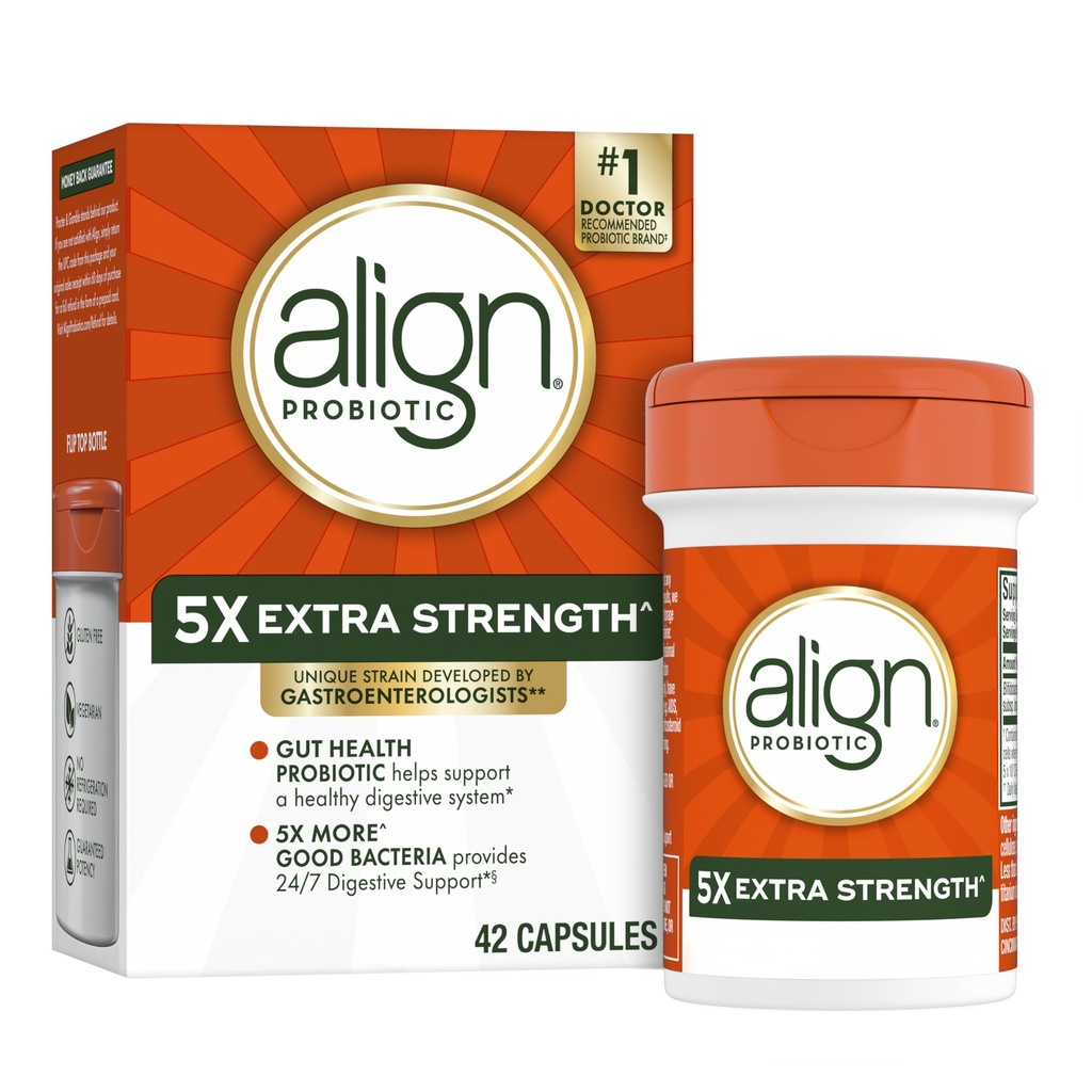 Align Probiotic, Extra Strength, Probiotics for Women and Men, Probiotics for Men, Probiotic Capsules have 5X CFUs, 42 Capsules