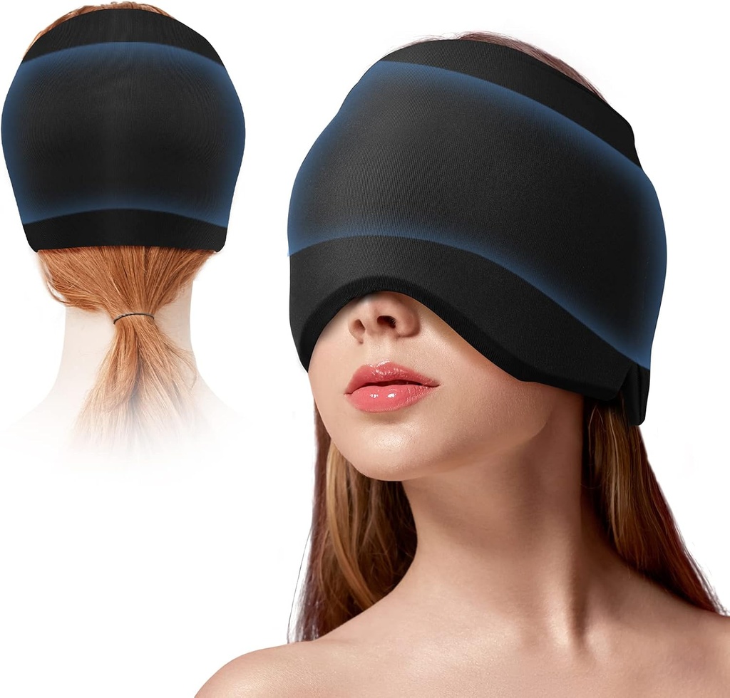 Migraine Ice Head Wrap Headache Relief Hat for Migraine with Cold & Hot Therapy Flexible Ice HeadWrap for Puffy Eyes Cold Compress Headache Relief Cap for Tension Sinus & Stress